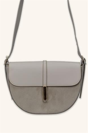 Luce Gold Detaylı El ve Omuz Çantası - Vizon