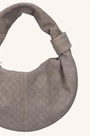Luxe Model Yuvarlak Süet Çanta - Vizon