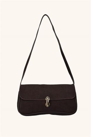 Mila Süet Mini El ve Omuz Çantası - Acı Kahve