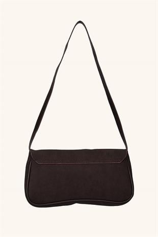 Mila Süet Mini El ve Omuz Çantası - Acı Kahve