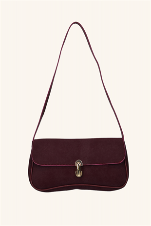 Mila Süet Mini El ve Omuz Çantası - Bordo