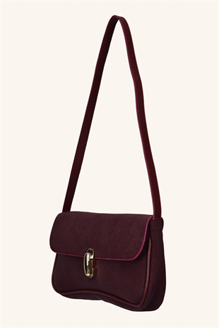 Mila Süet Mini El ve Omuz Çantası - Bordo