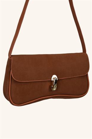 Mila Süet Mini El ve Omuz Çantası - Taba
