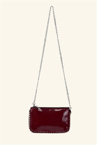 Mini Boncuklu Çanta - Bordo