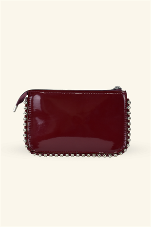 Mini Boncuklu Çanta - Bordo