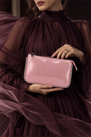 Mini Boncuklu Çanta - Pembe
