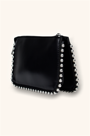 Mini Boncuklu Çanta - Siyah