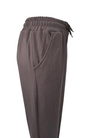 Modal Kumaş Lastik Paça Cepli Eşofman Altı - Kahverengi