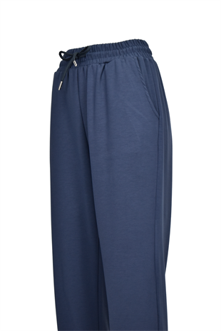 Modal Kumaş Lastik Paça Cepli Eşofman Altı - İndigo