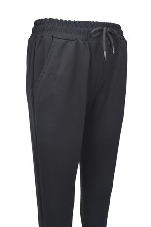 Modal Kumaş Lastik Paça Cepli Eşofman Altı - Siyah