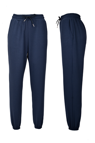 Modal Kumaş Lastik Paça Cepli Eşofman Altı - İndigo