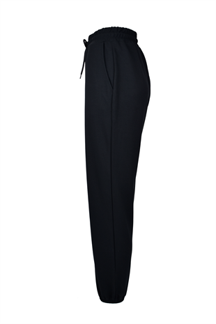 Modal Kumaş Lastik Paça Cepli Eşofman Altı - Siyah