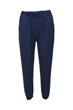 Modal Kumaş Lastik Paça Cepli Eşofman Altı - Lacivert