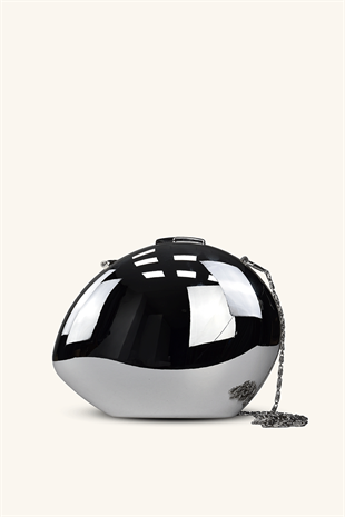 Parlak Metal Abiye Çanta - Gümüş