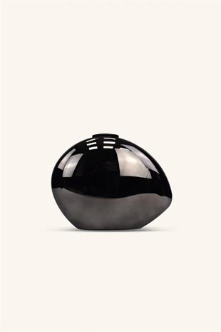 Parlak Metal Abiye Çanta - Siyah