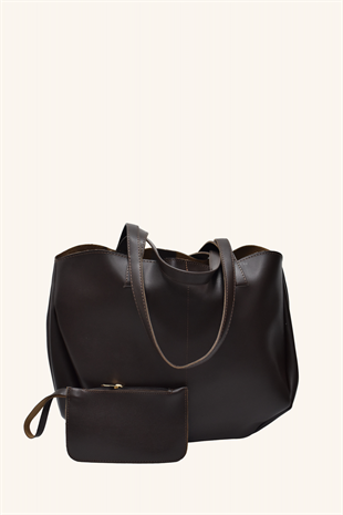 Polen Büyük Boy El ve Omuz Çantası - Acı Kahve