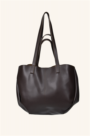 Polen Büyük Boy El ve Omuz Çantası - Acı Kahve