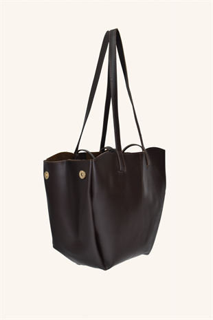 Polen Büyük Boy El ve Omuz Çantası - Acı Kahve