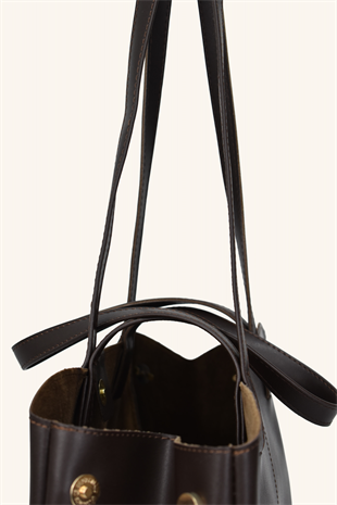 Polen Büyük Boy El ve Omuz Çantası - Acı Kahve