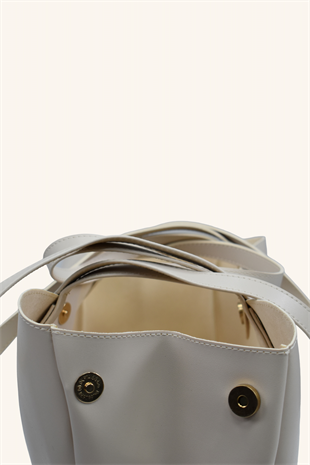 Polen Büyük Boy El ve Omuz Çantası - Krem