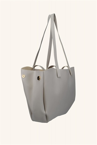 Polen Büyük Boy El ve Omuz Çantası - Krem