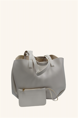 Polen Büyük Boy El ve Omuz Çantası - Krem