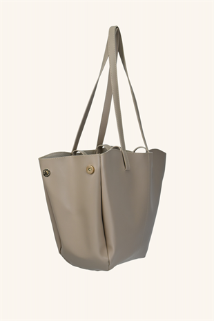 Polen Büyük Boy El ve Omuz Çantası - Vizon