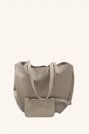 Polen Büyük Boy El ve Omuz Çantası - Vizon