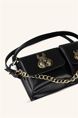 Sincap Aksesuar Detaylı El ve Omuz Çantası - Siyah