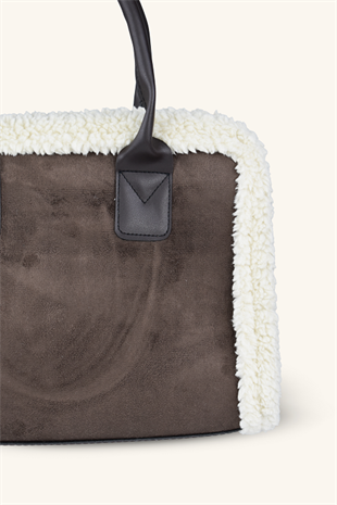 Teddy Süet El ve Omuz Çantası - Acı Kahve