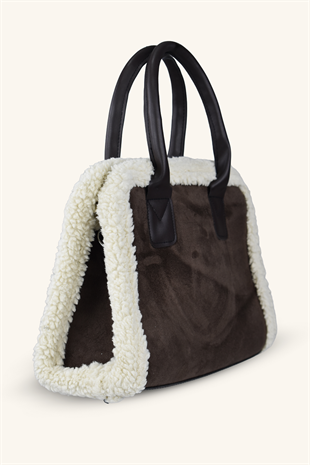 Teddy Süet El ve Omuz Çantası - Acı Kahve