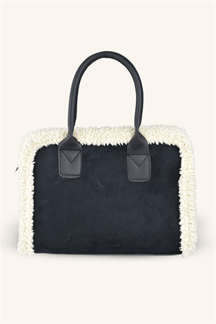 Teddy Süet El ve Omuz Çantası - Siyah