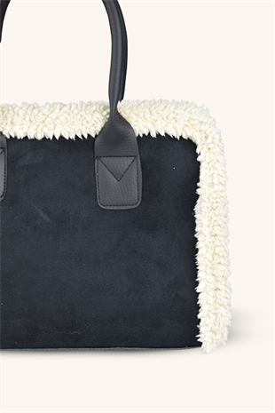 Teddy Süet El ve Omuz Çantası - Siyah