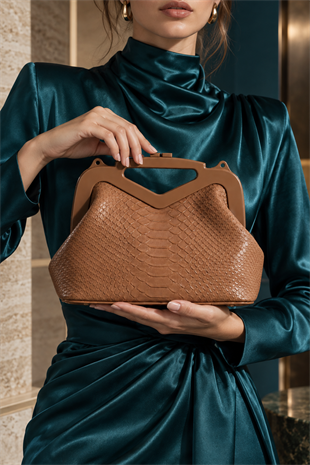 Thin Kadın Desenli Makyaj Çantası- Taba