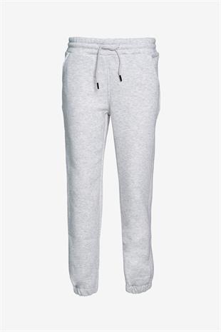 Üç İplik Yüksek Bel Lastikli Jogger Eşofman Altı - Açık Gri