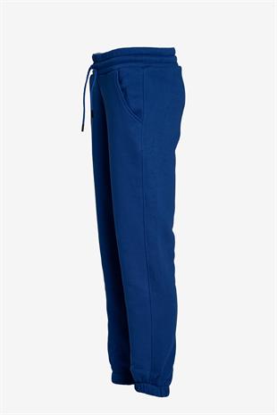 Üç İplik Yüksek Bel Lastikli Jogger Eşofman Altı - Saks Mavisi