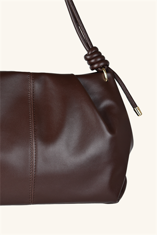 Viola Yan Fitilli El Ve Omuz Çantası - Acı Kahve