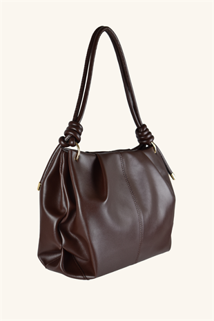 Viola Yan Fitilli El Ve Omuz Çantası - Acı Kahve