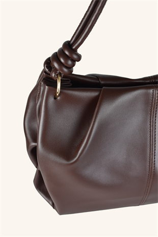 Viola Yan Fitilli El Ve Omuz Çantası - Acı Kahve