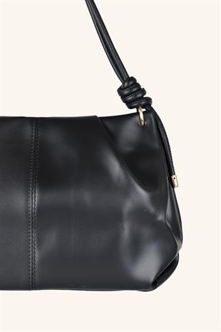 Viola Yan Fitilli El Ve Omuz Çantası - Siyah