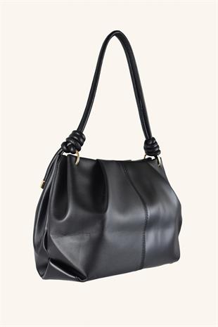 Viola Yan Fitilli El Ve Omuz Çantası - Siyah