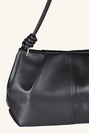 Viola Yan Fitilli El Ve Omuz Çantası - Siyah