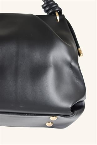 Viola Yan Fitilli El Ve Omuz Çantası - Siyah