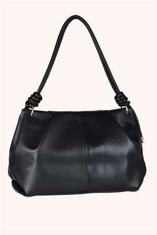 Viola Yan Fitilli El Ve Omuz Çantası - Siyah