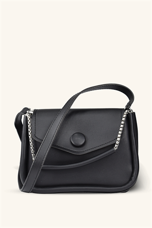 Zincir Askılı Mini El ve Omuz Çantası - Siyah