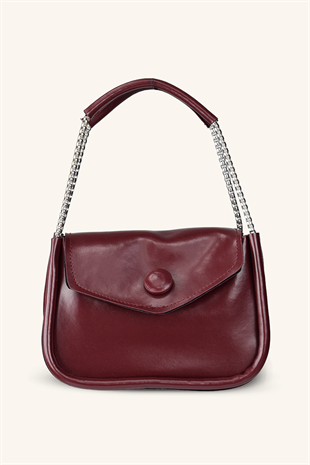 Zincir Askılı Mini El ve Omuz Çantası - Bordo