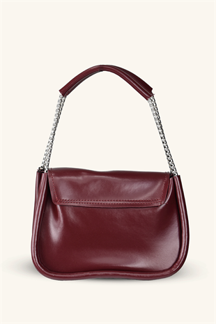 Zincir Askılı Mini El ve Omuz Çantası - Bordo