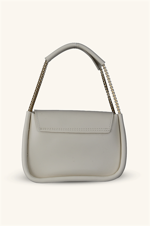 Zincir Askılı Mini El ve Omuz Çantası - Krem