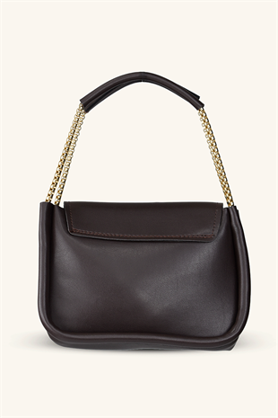 Zincir Askılı Mini El ve Omuz Çantası - Acı Kahve