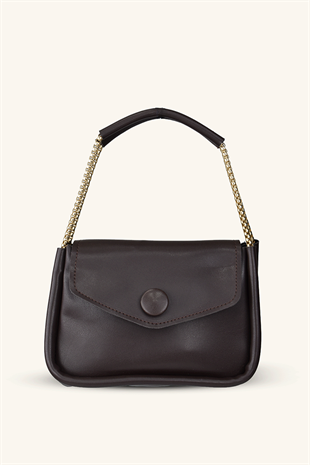 Zincir Askılı Mini El ve Omuz Çantası - Acı Kahve